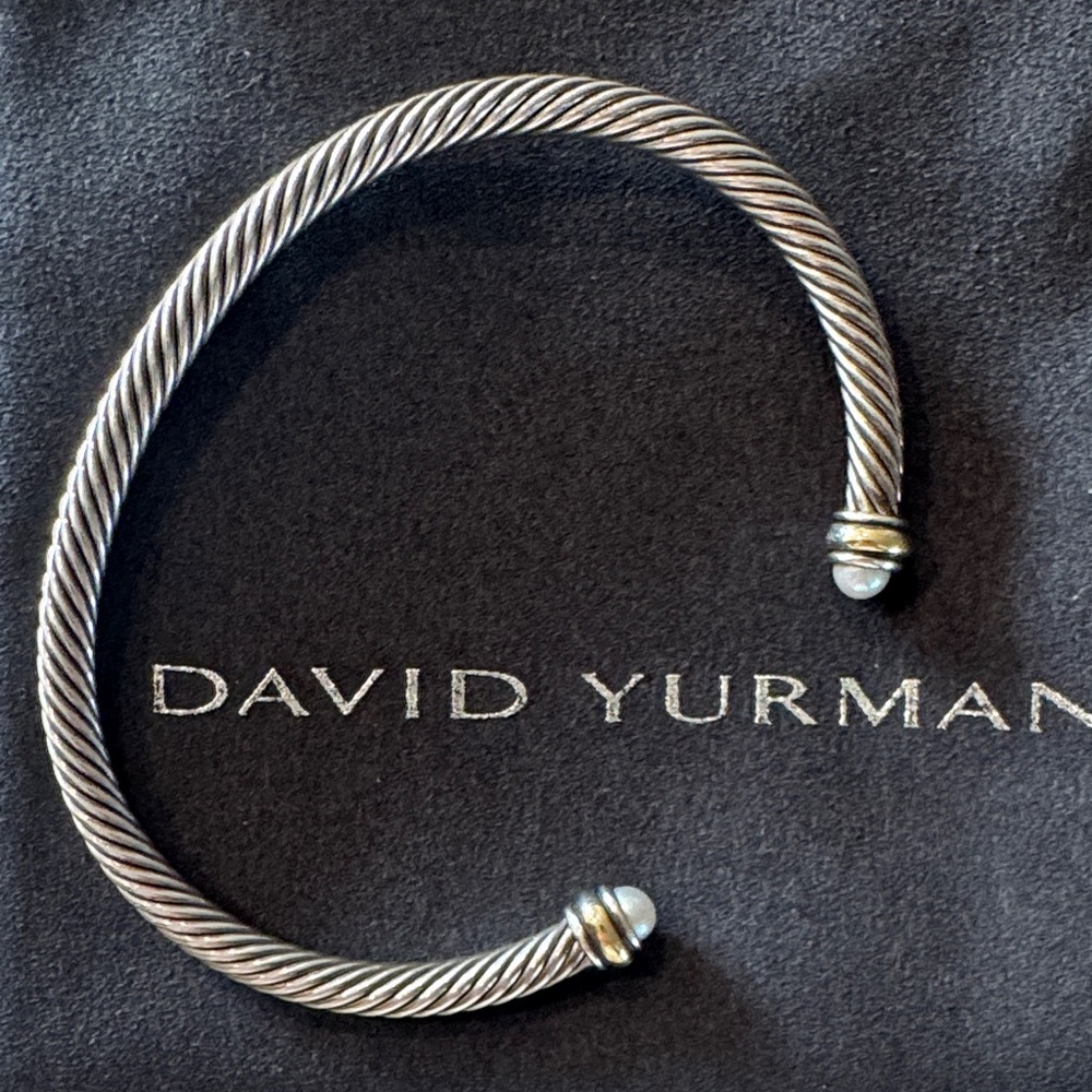 David Yurman Classic Cable Bracelet- 18K Gold, Sterling Silver,Pearl- Small - Picture 3 of 11